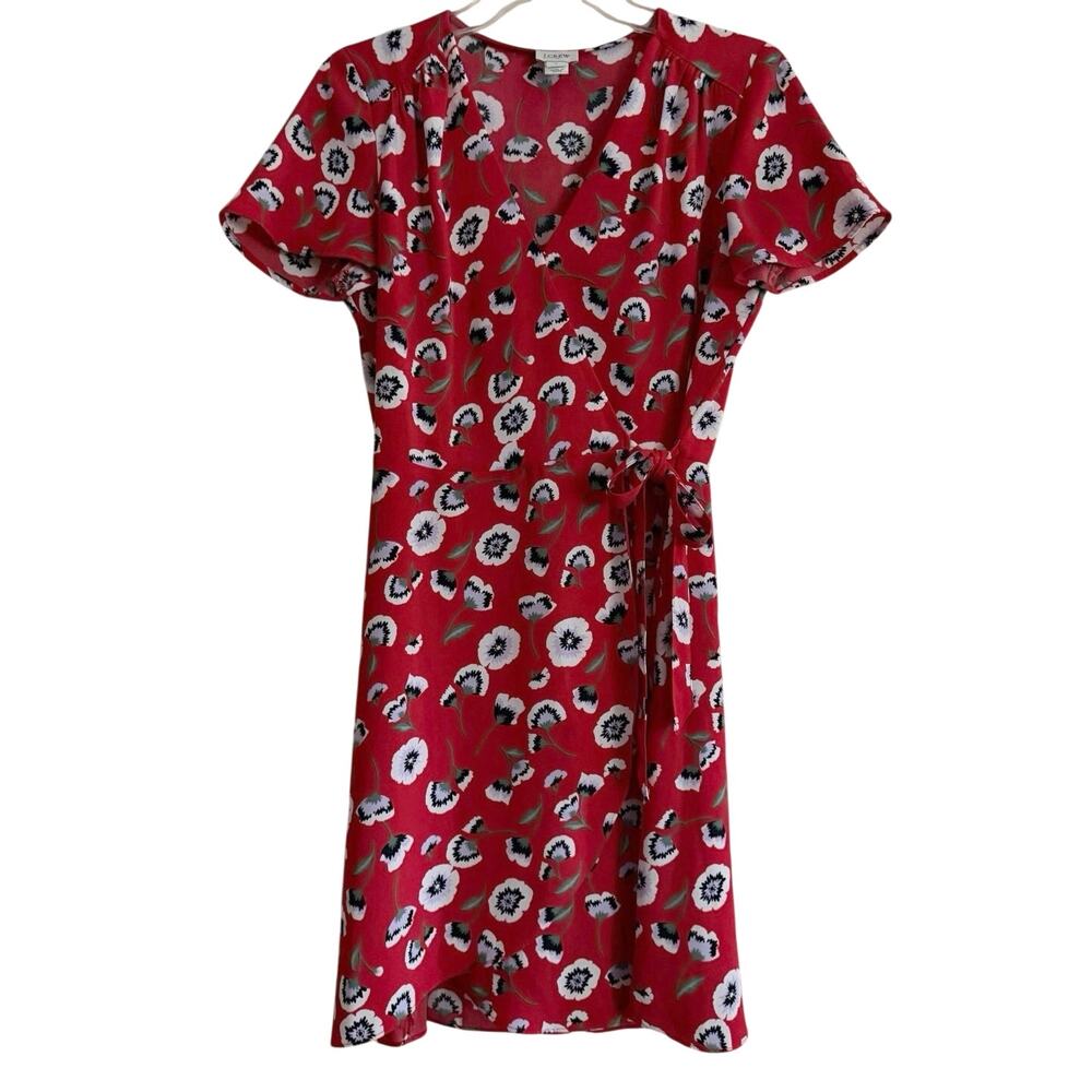 J Crew Wrap Dress Poppy Lilac Womens Size 2 Above Knee Feminine Church Preppy
